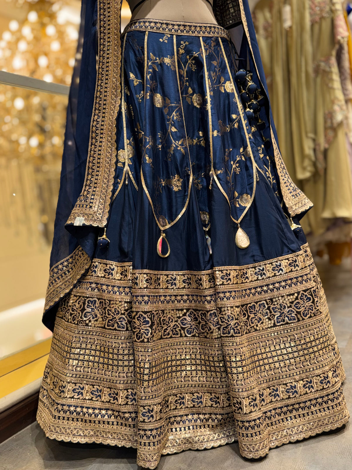 Midnight Royal Blue Embroidered Lehenga Set