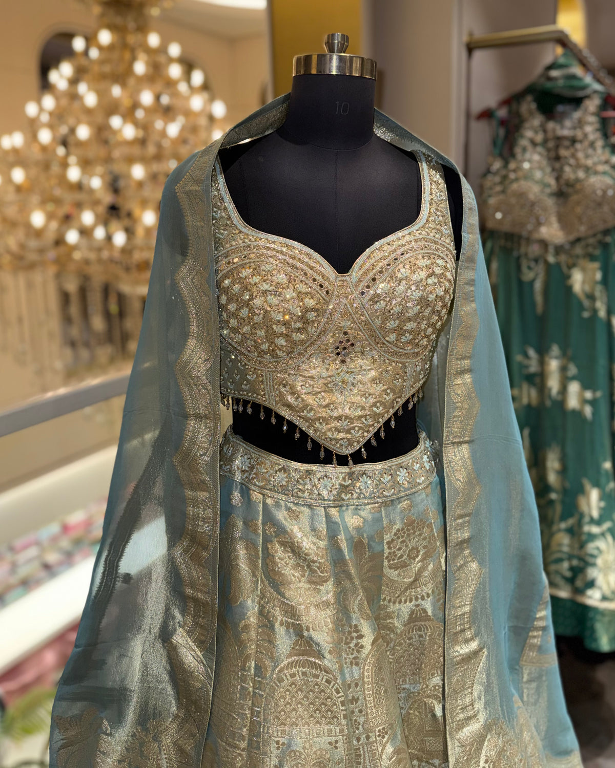 Celestial Blue Brocade Lehenga Set