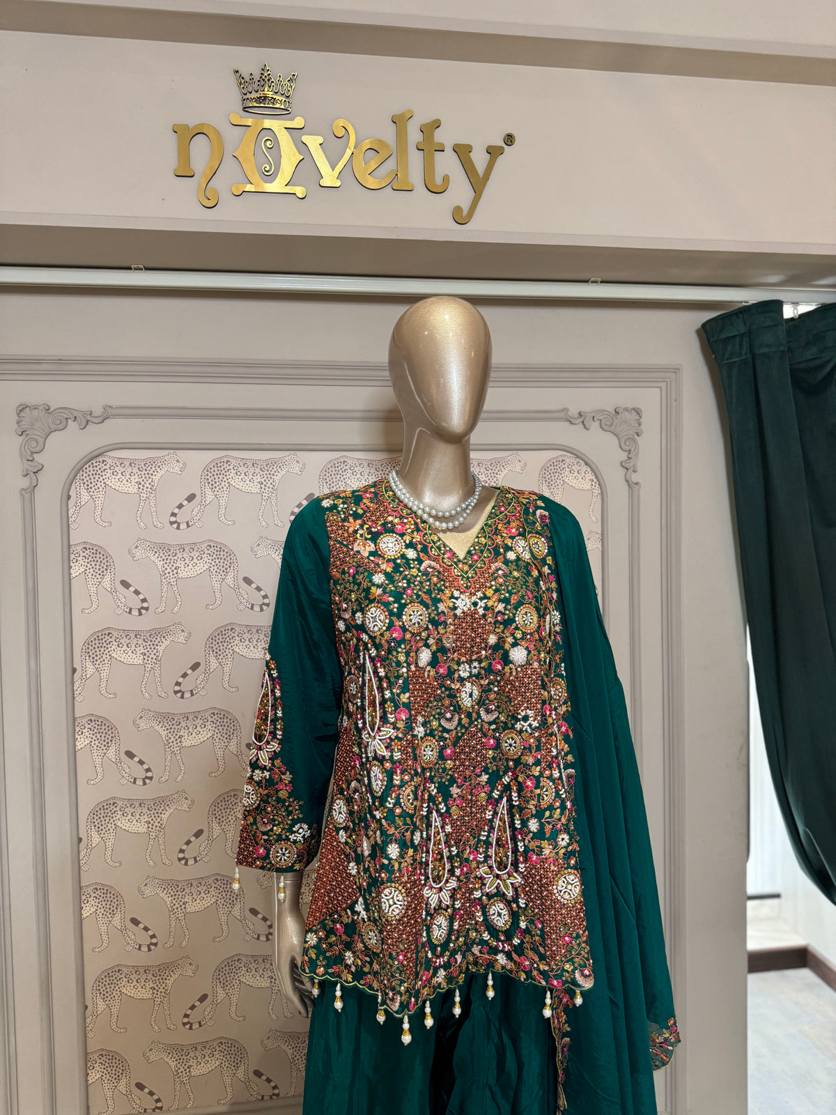 Regal Teal Embroidered Sharara Set