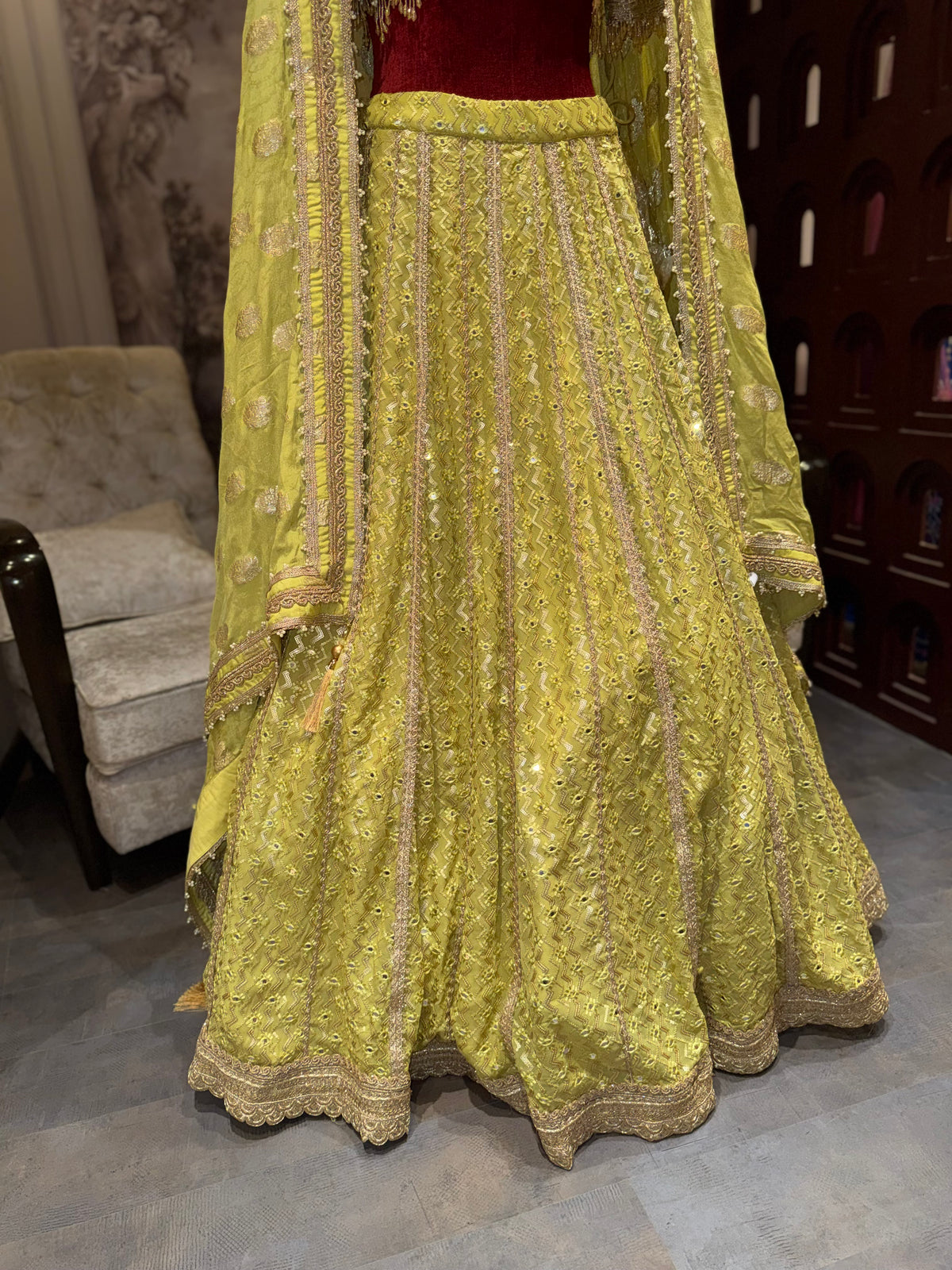 Lemon Lime Embroidered Lehenga