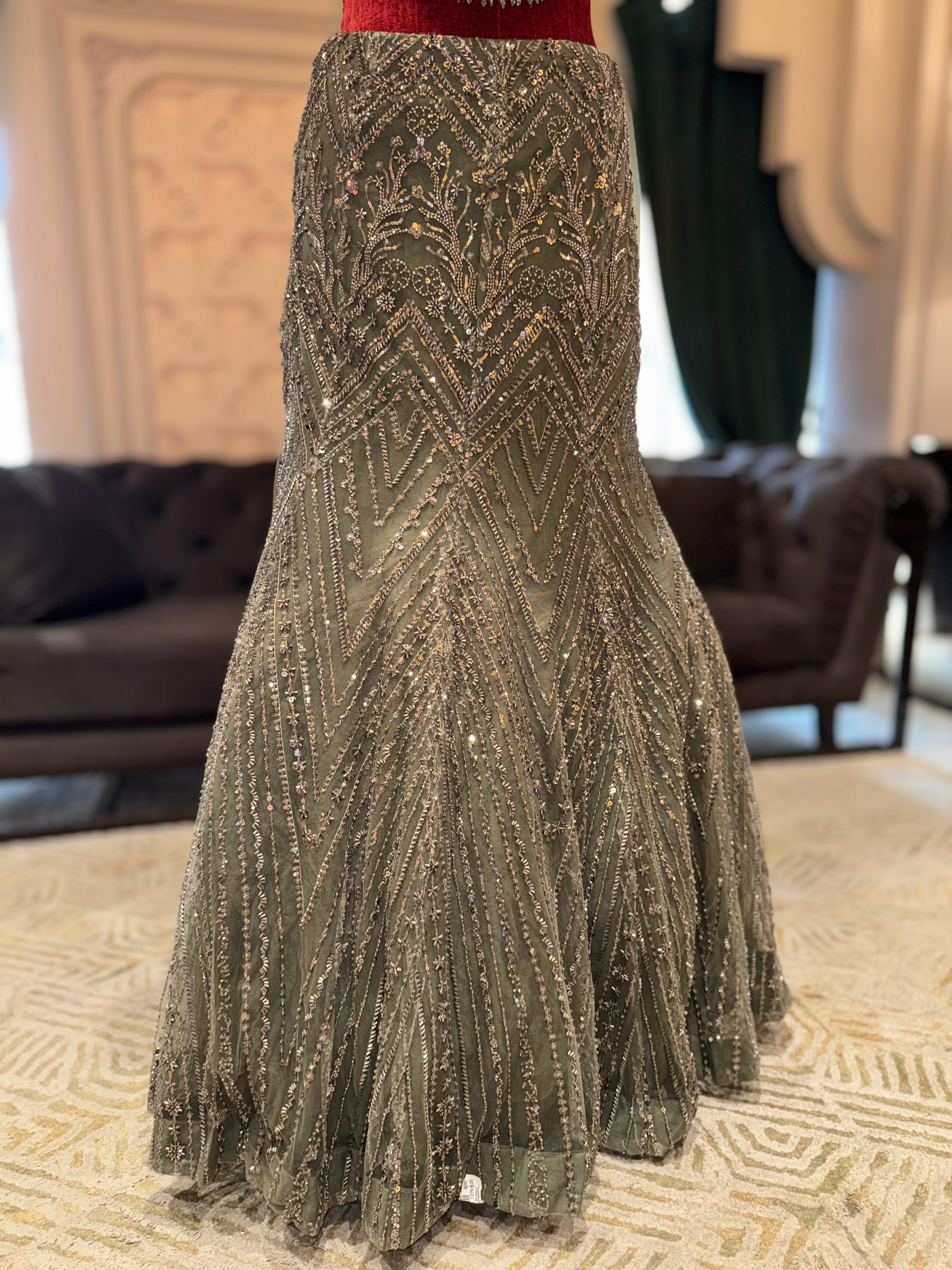 Midnight Silver-Grey Fishcut Lehenga Set