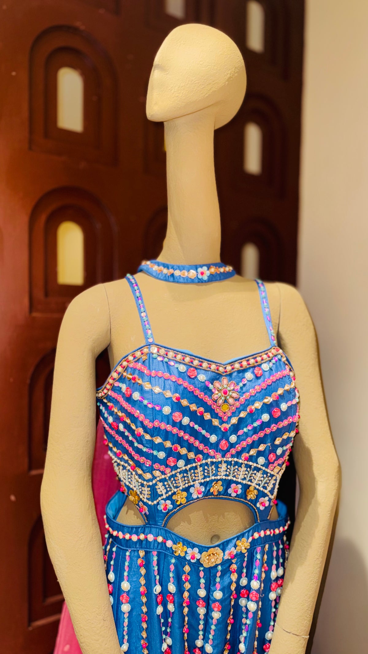 Royal Blue Embroidered Designer Jumpsuit