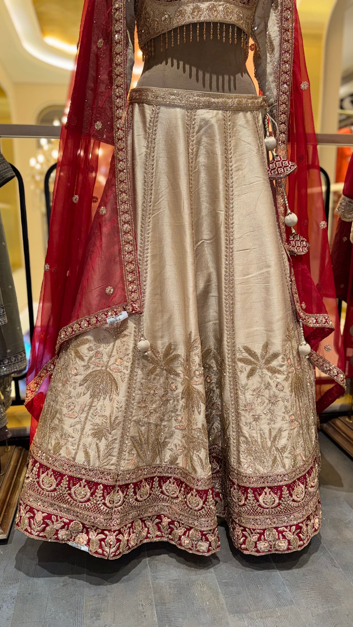 Ivory & Ruby Embroidered Festive Lehenga Set