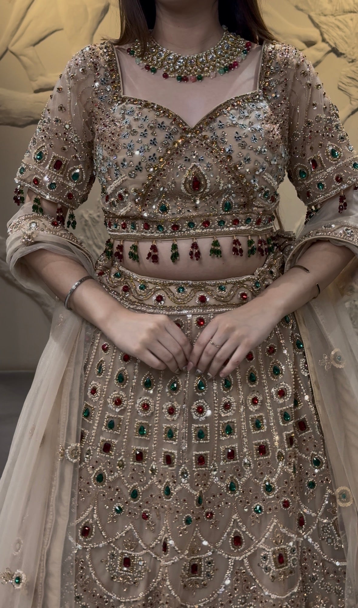 Champagne Gold Embellished Designer Lehenga Set