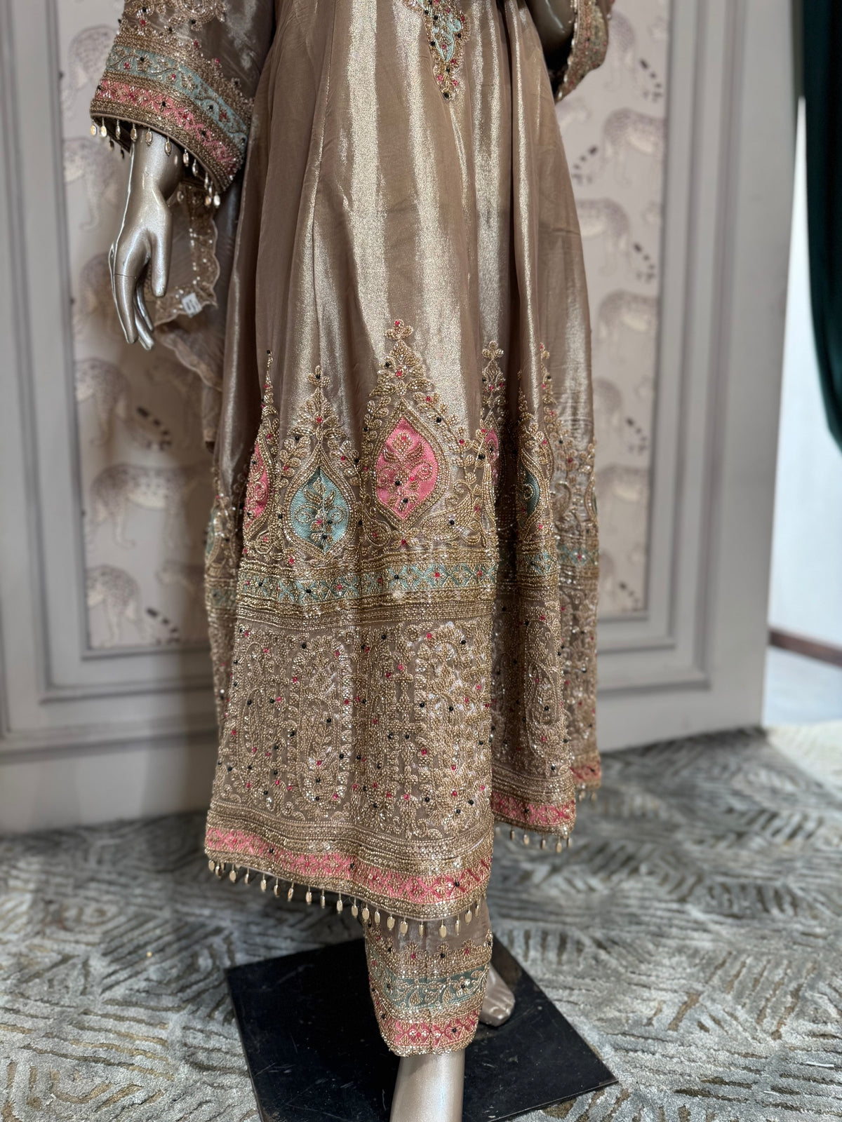 Rosy Gold Embellished Sharara Suit