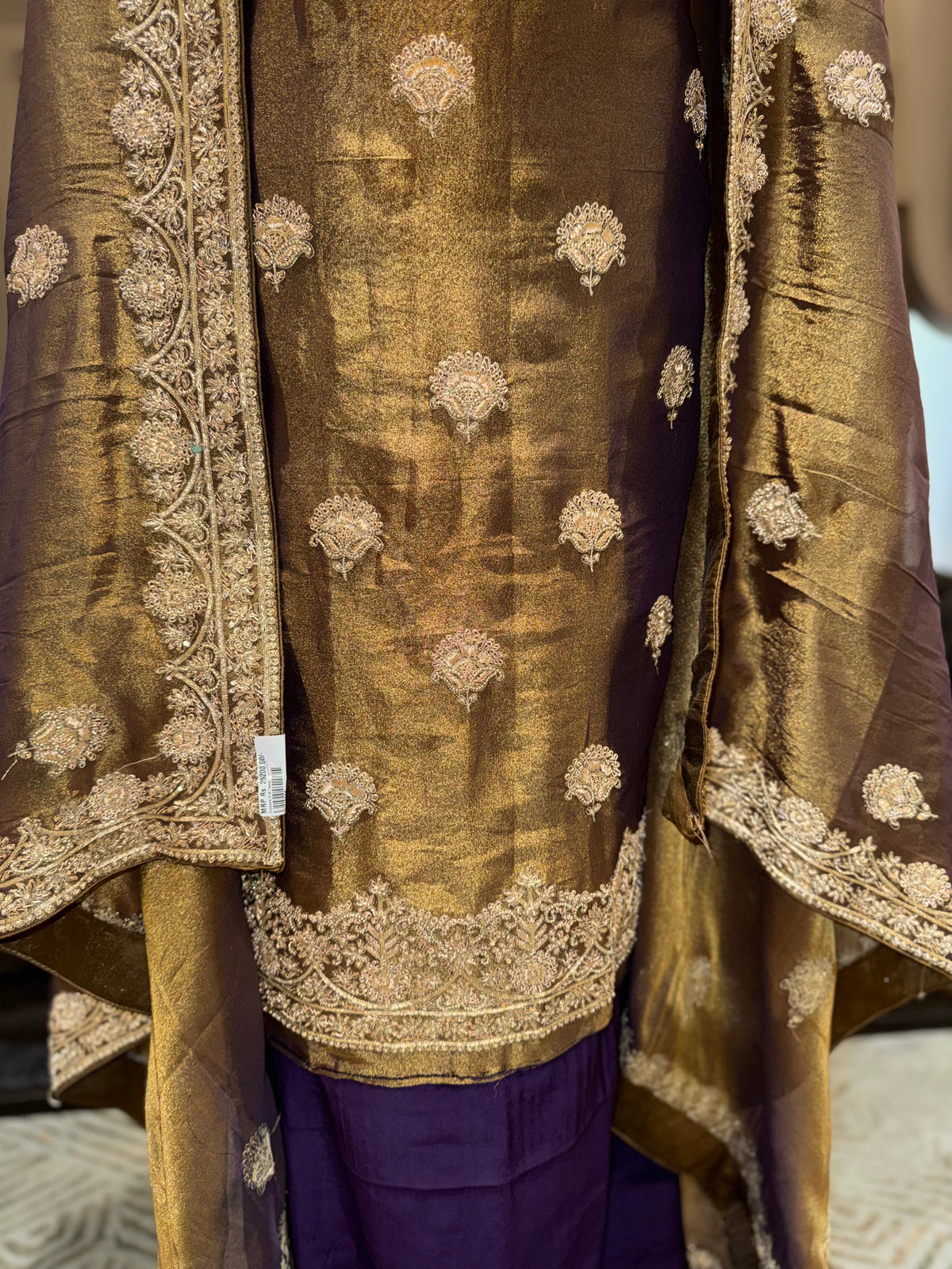 Golden Embroidered Unstitched Suit