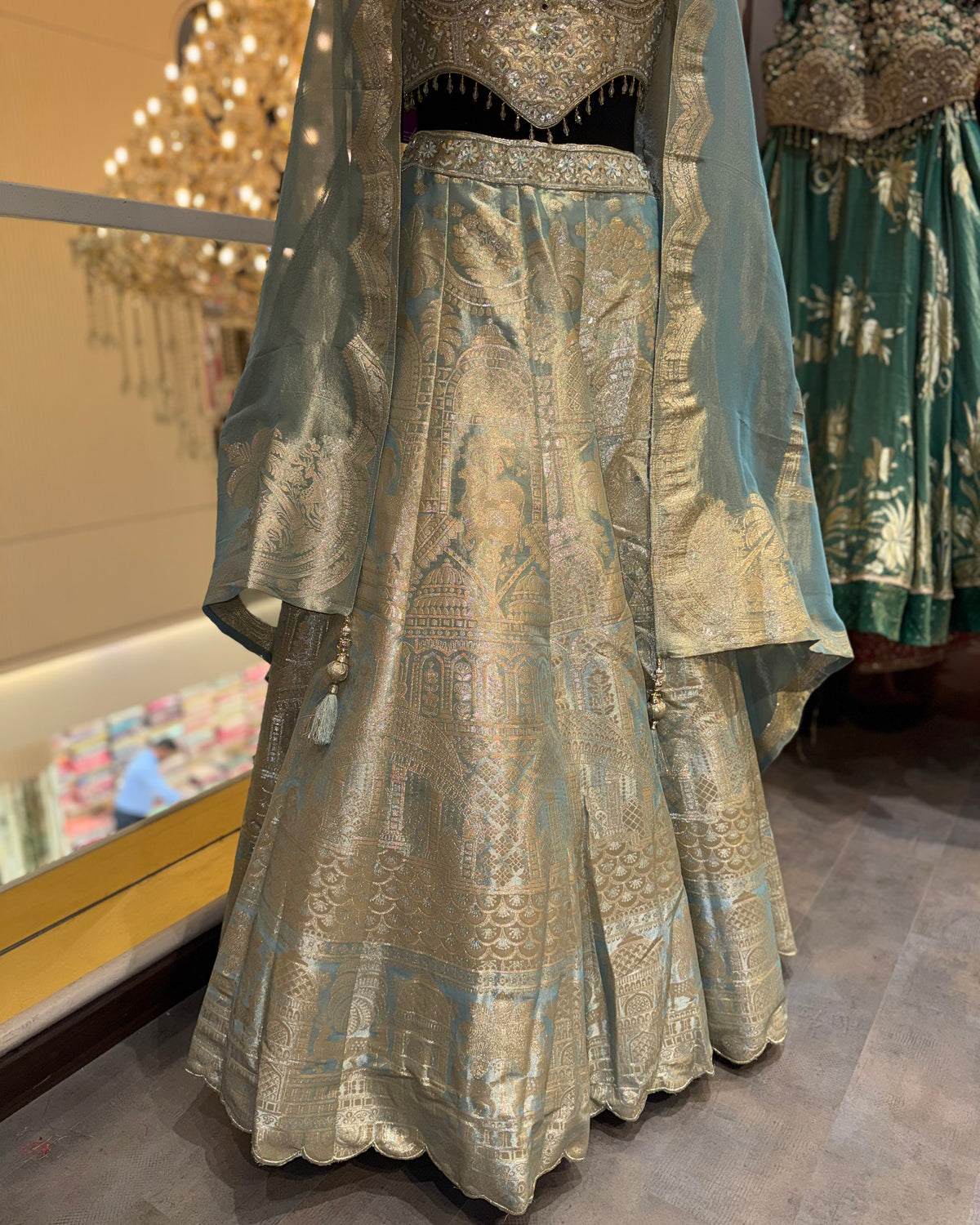 Celestial Blue Brocade Lehenga Set