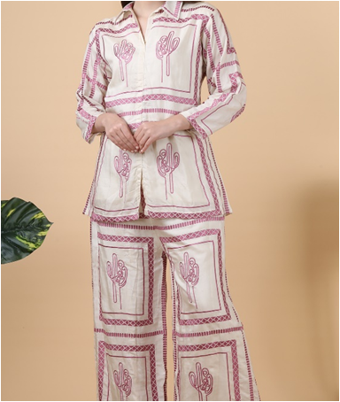 THREAD EMBROIDERED COORDSET