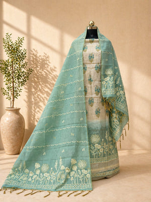 Premium Unstitched Cotton Jamdani Suit Set – Available in 4 Elegant Colors