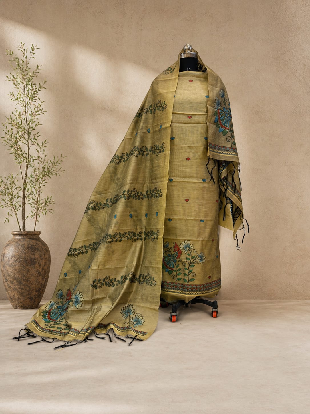 Premium cotton jaamdani Artistic Printed Unstitched Suit with Dupatta