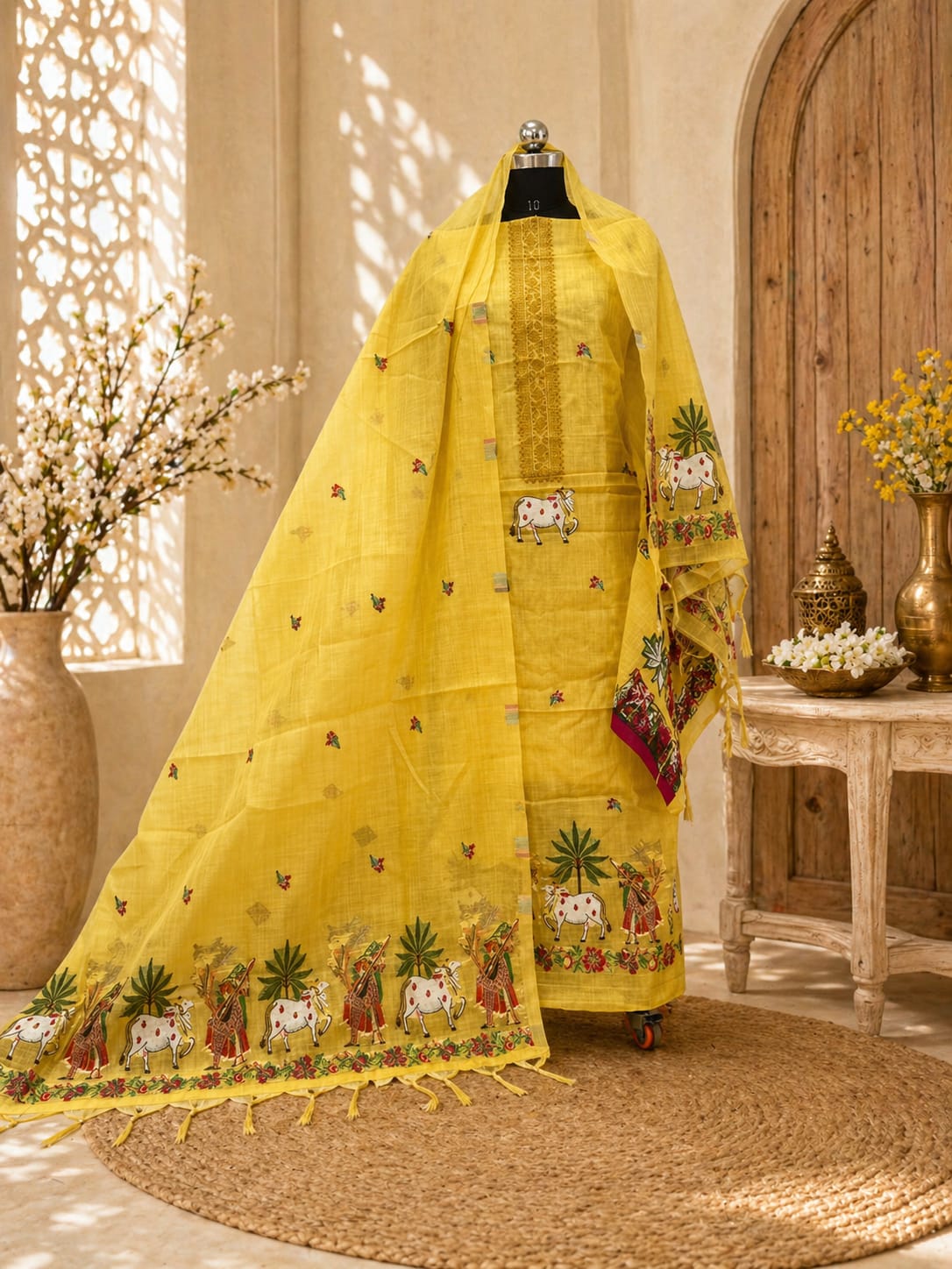 Premium Unstitched Cotton Jamdani Suit Set – Available in 5 Stunning Colo