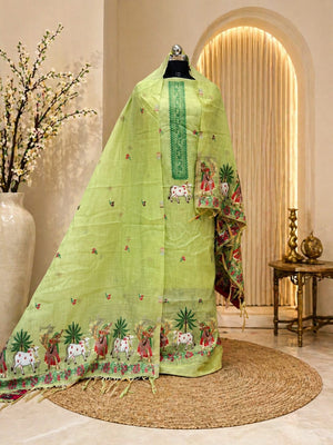 Premium Unstitched Cotton Jamdani Suit Set – Available in 5 Stunning Colo