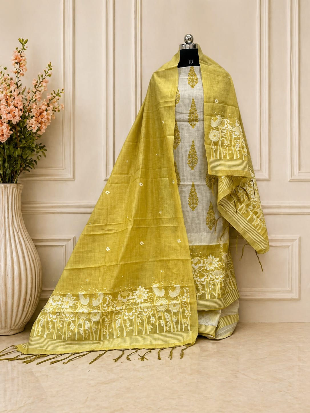 Artisanal Unstitched Cotton Jaamdani & Pichwai Print Suit Collection
