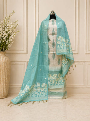 Artisanal Unstitched Cotton Jaamdani & Pichwai Print Suit Collection
