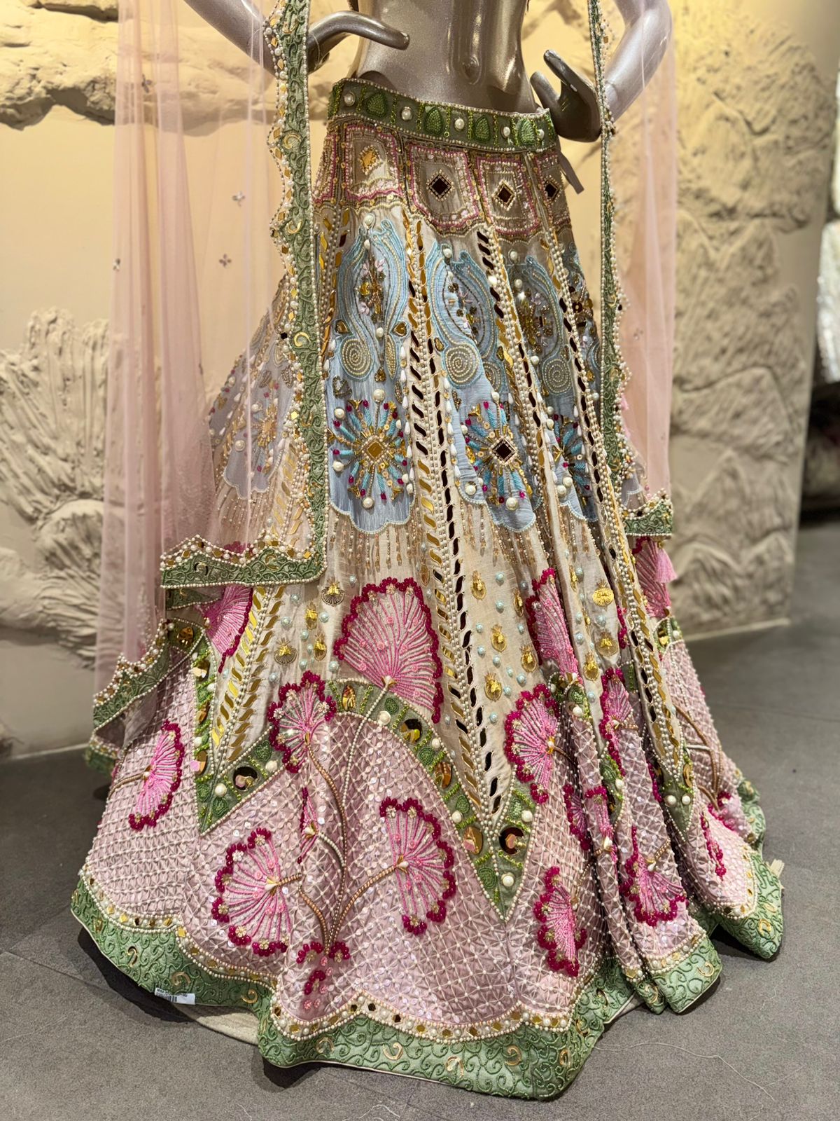 Novelty Luxe Exclusive: Heritage Multi-Color Embroidered Bridal Lehenga Set
