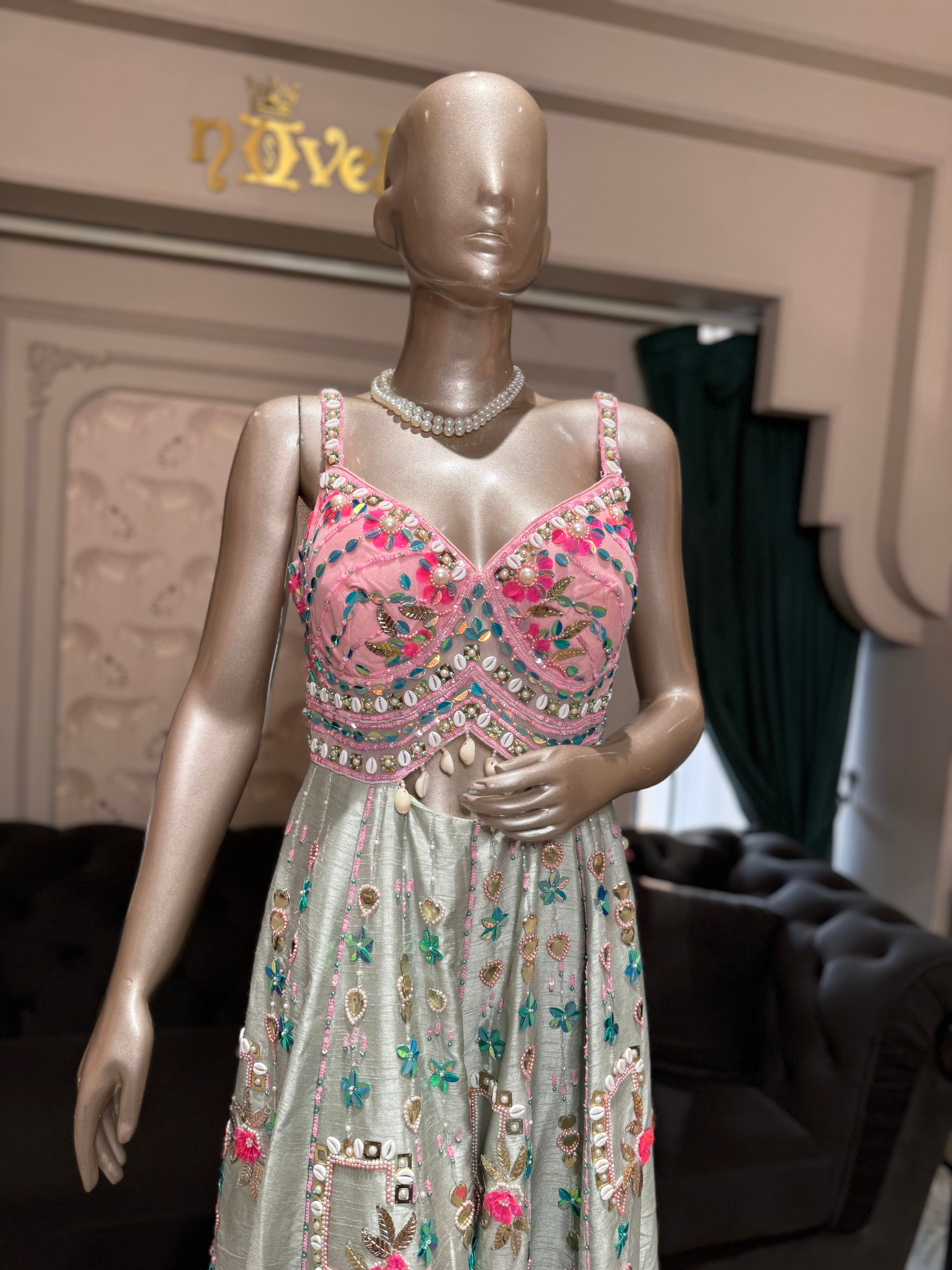 Pastel Pink Embroidered Jumpsuit