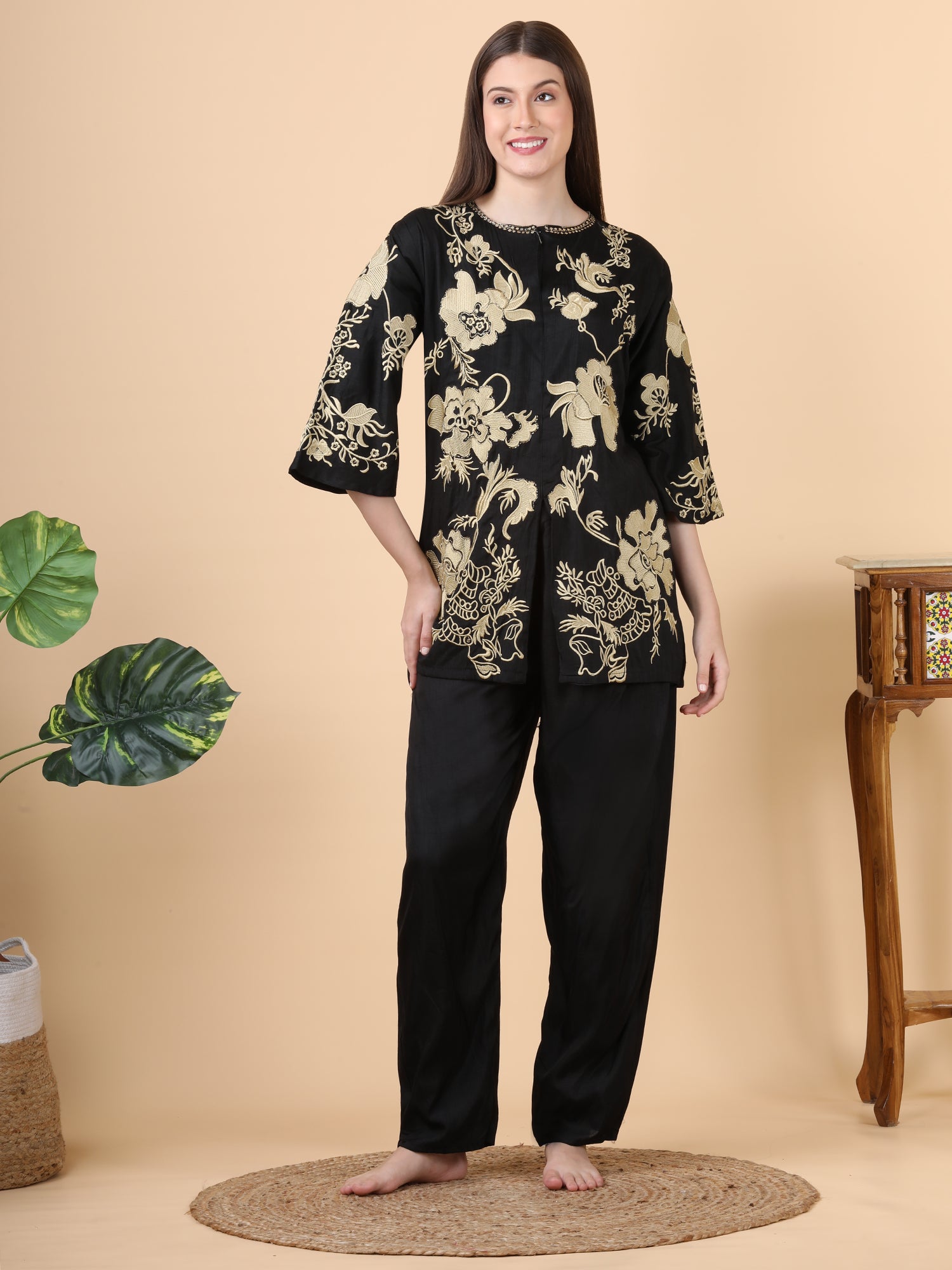 SILK EMBROIDERED COORDSET