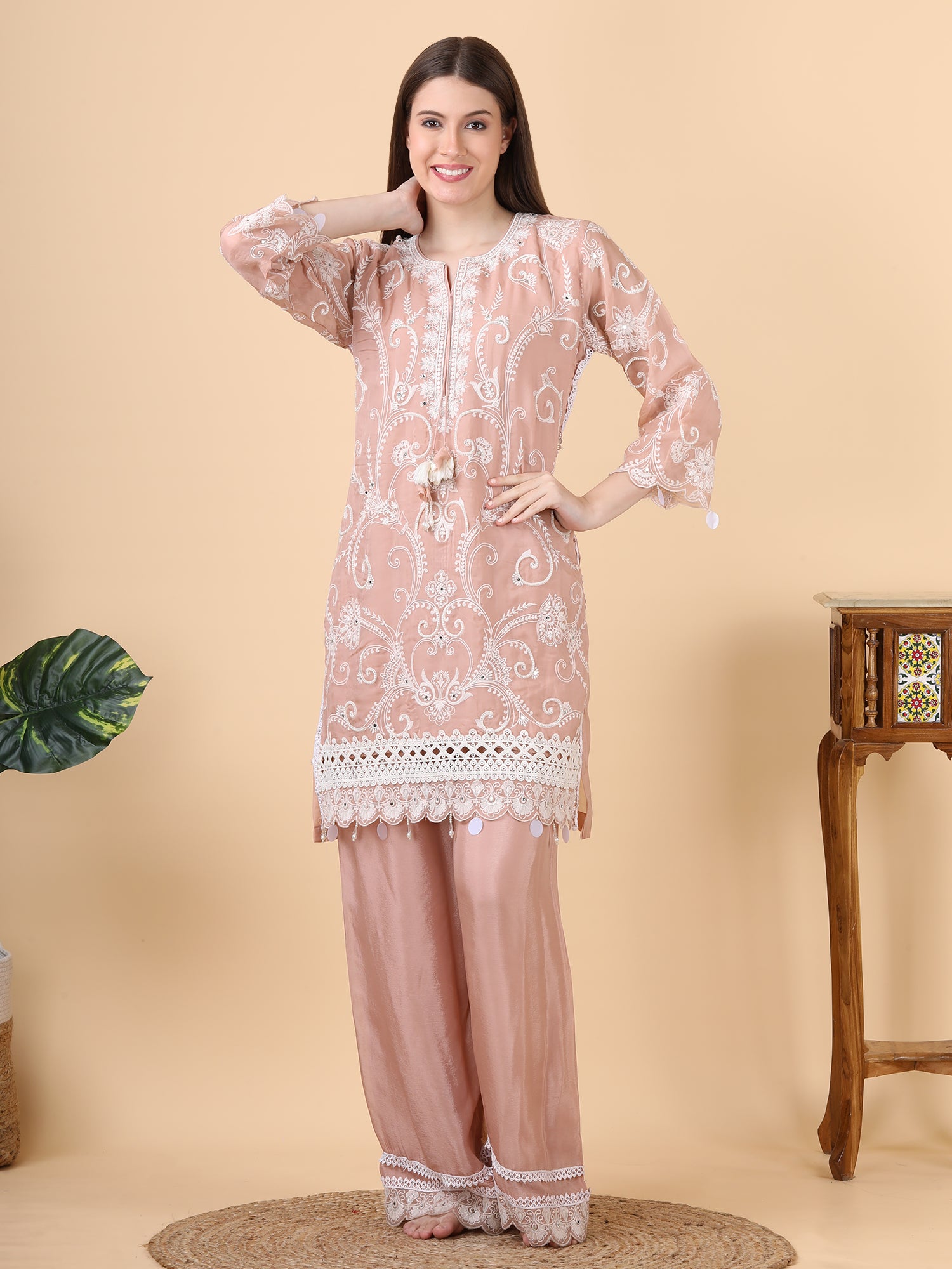 FABRIC-orgenza                            EMBROIDERY- pearl                        DESIGN PATTERN-pakistani                      WITH-plazo dupatta