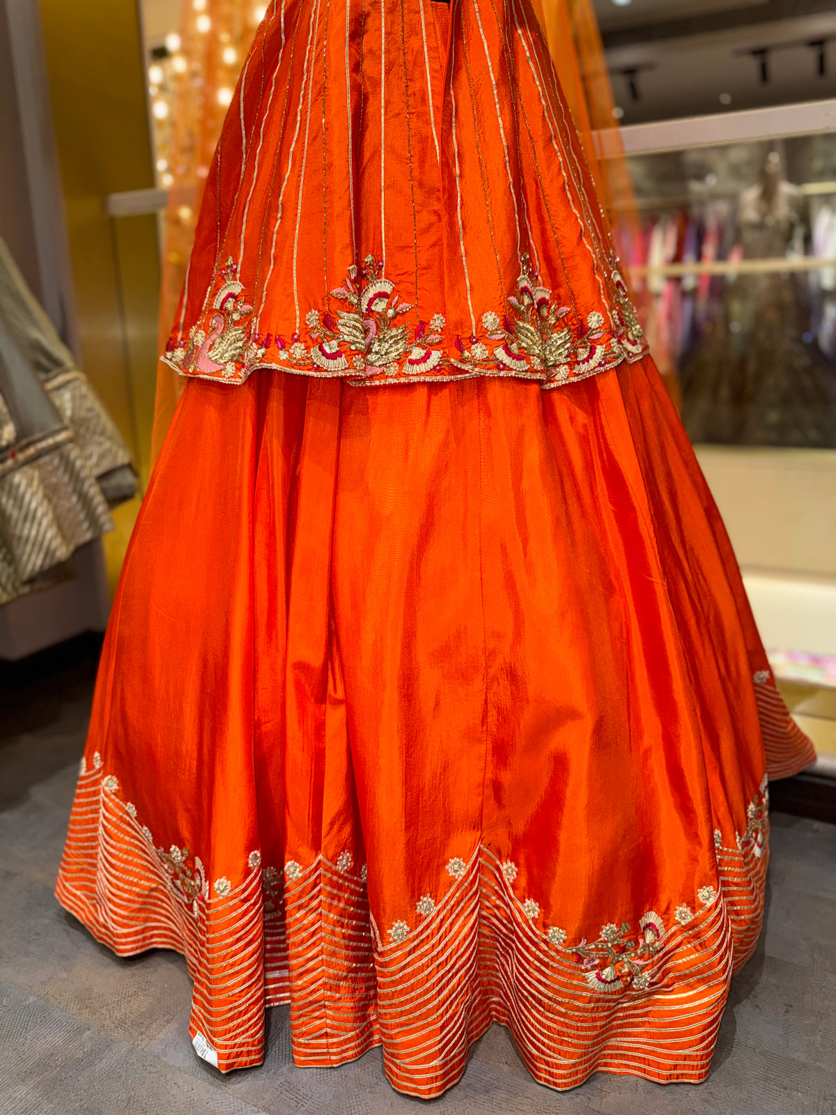 Orange Embroidered Lehenga Set