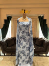 Blue Floral Crepe Unstitched Suit