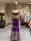 Royal Purple Embellished Crop Top Sharara Set with Dupatta