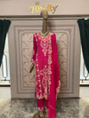 Fuchsia Pink Embroidered Straight Suit with Dupatta