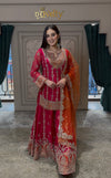 Ruby Red Embroidered Sharara Suit