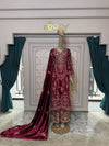 Royal Burgundy Velvet Embroidered Suit