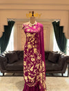 Magenta Floral Crepe Unstitched Suit