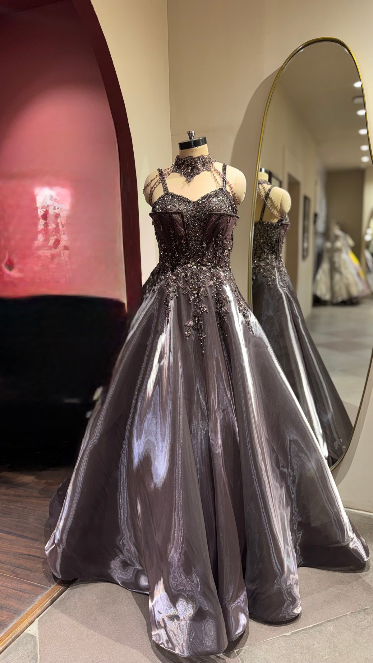 Midnight Luxe Metallic Embellished Evening Gown