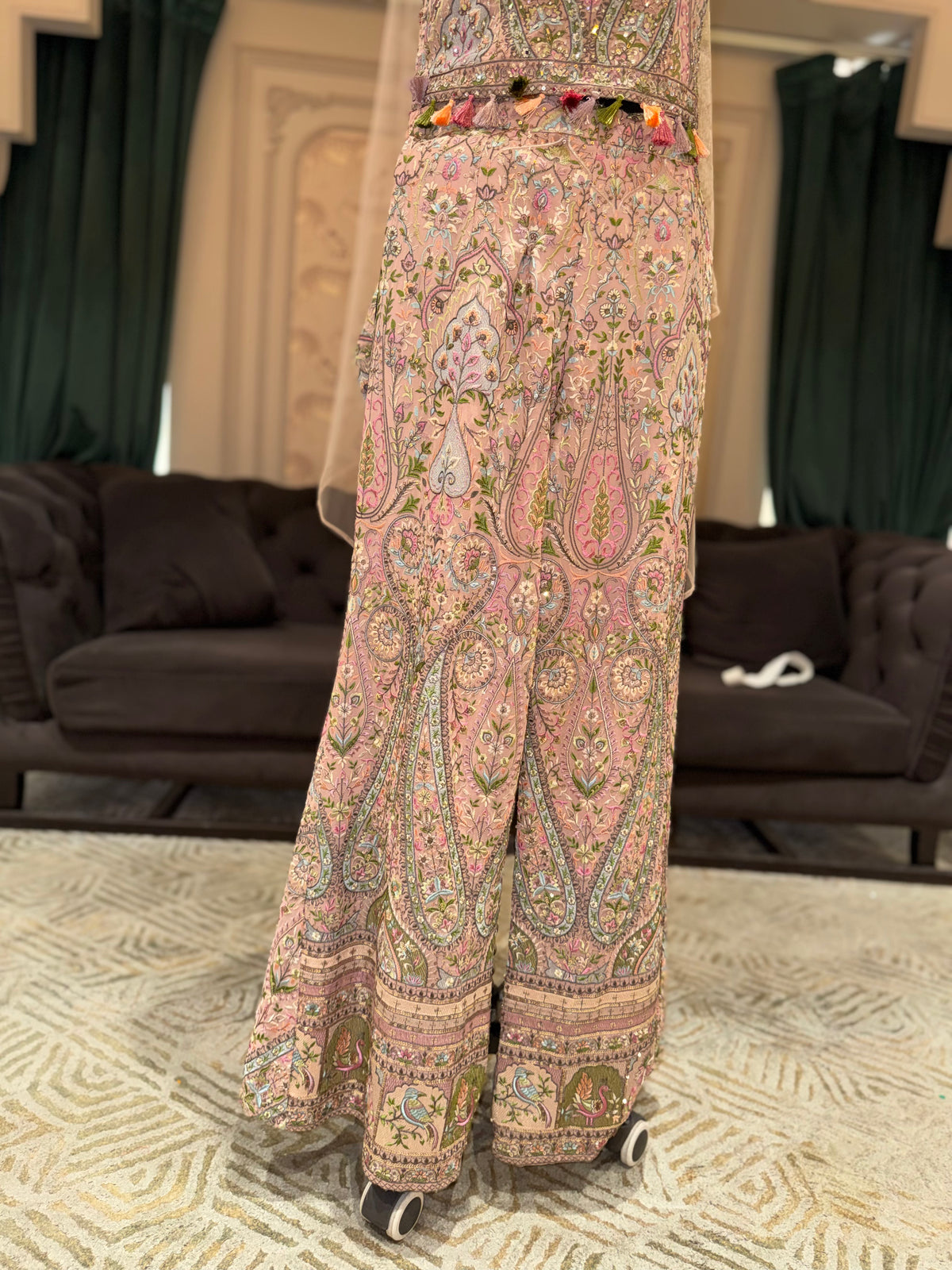 Embroidered Pink Palazzo Co-Ord Set