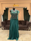 Teal Embellished Flared Gown