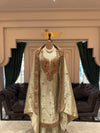 Mint Green Unstitched Silk Suit Set with Ornate Rust Paisley Zardozi Yoke & Border Dupatta