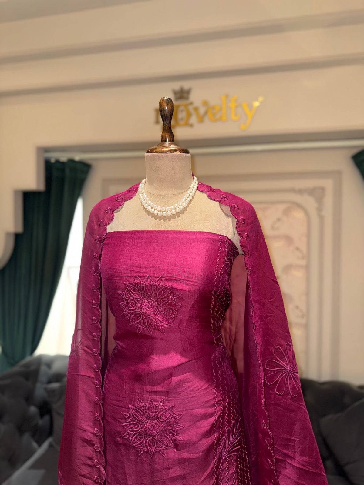 Pink Embroidered Unstitched Suit