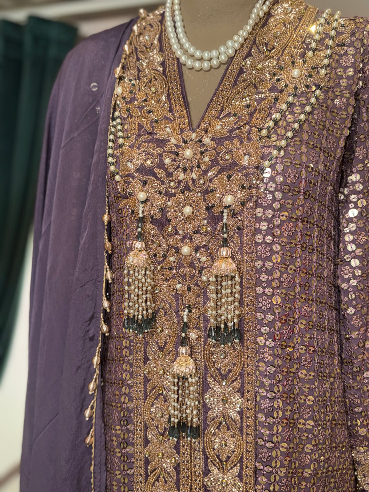 Royal Plum Embroidered Pakistani Suit with Dupatta