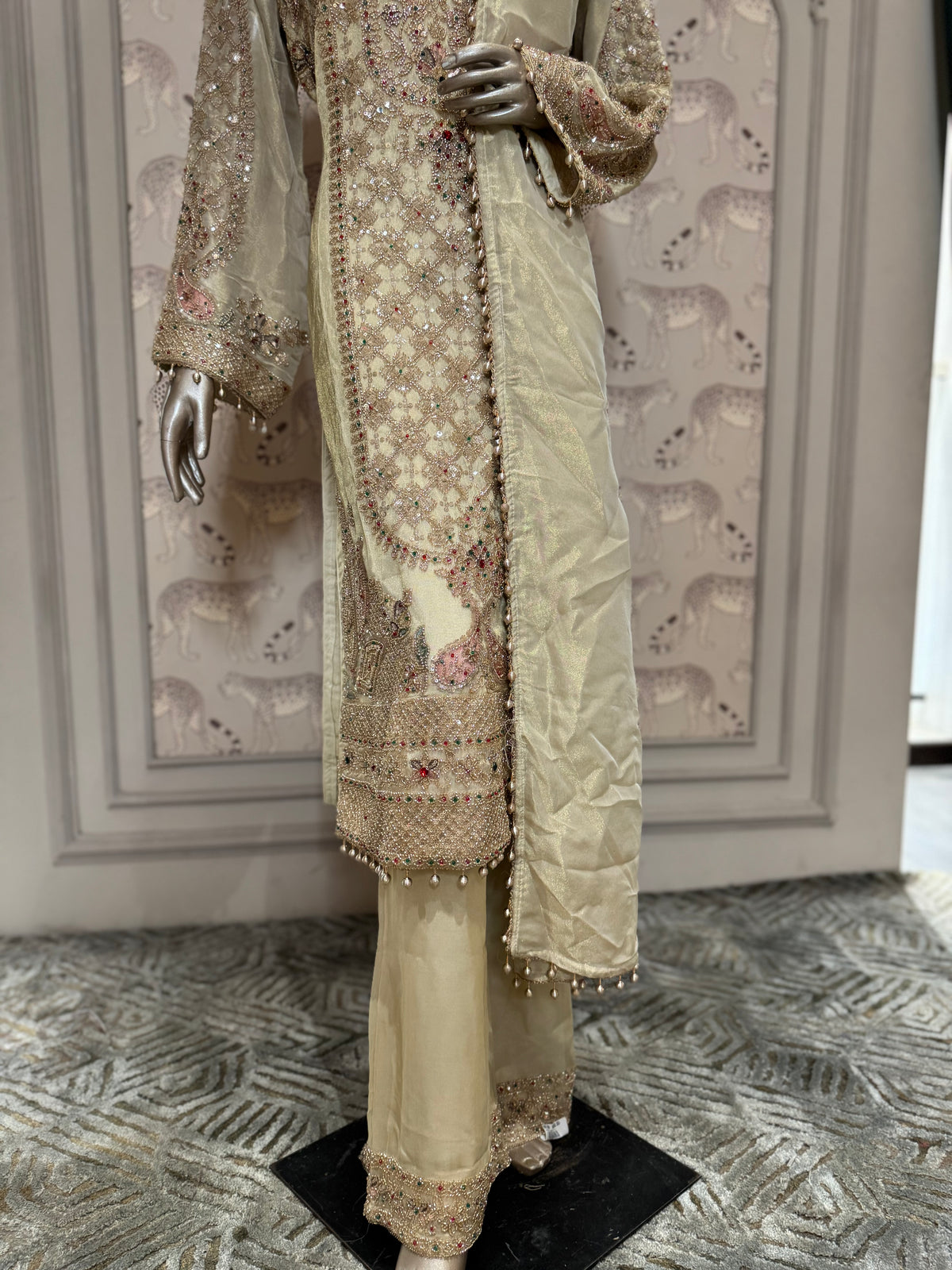 Ivory Elegance Embellished Straight-Cut Suit
