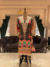 Black Multicolour Embroidered Kaftan Suit