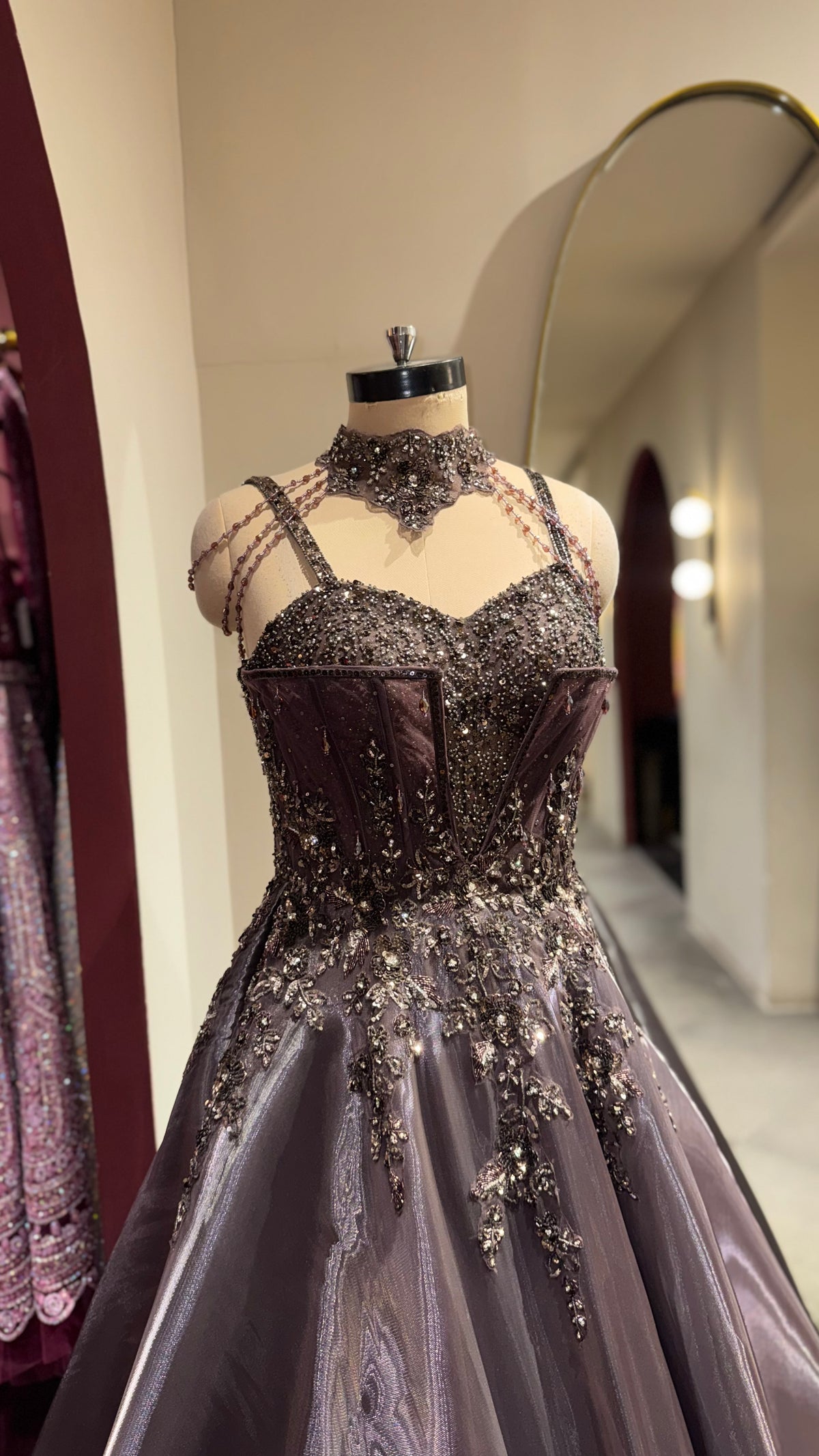 Midnight Luxe Metallic Embellished Evening Gown