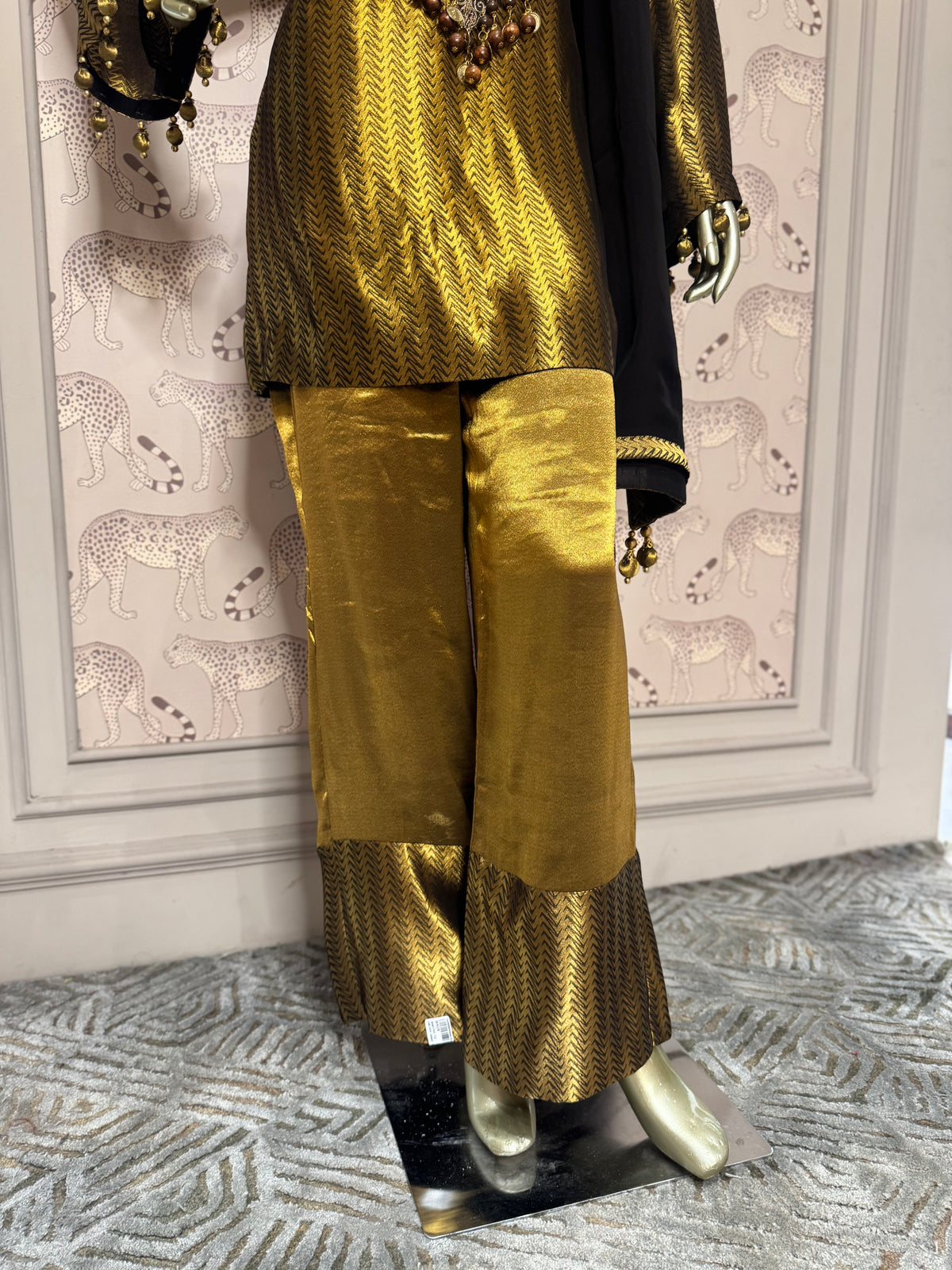 Royal Black & Antique Gold Embroidered Pakistani Suit Set