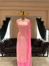 Baby Pink Floral Crepe Unstitched Suit