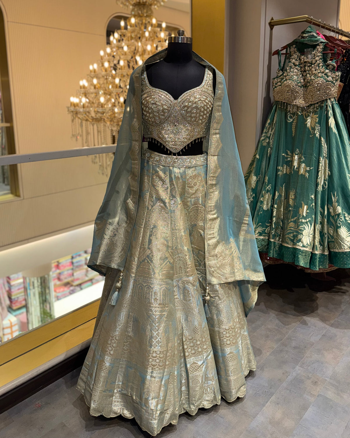 Celestial Blue Brocade Lehenga Set