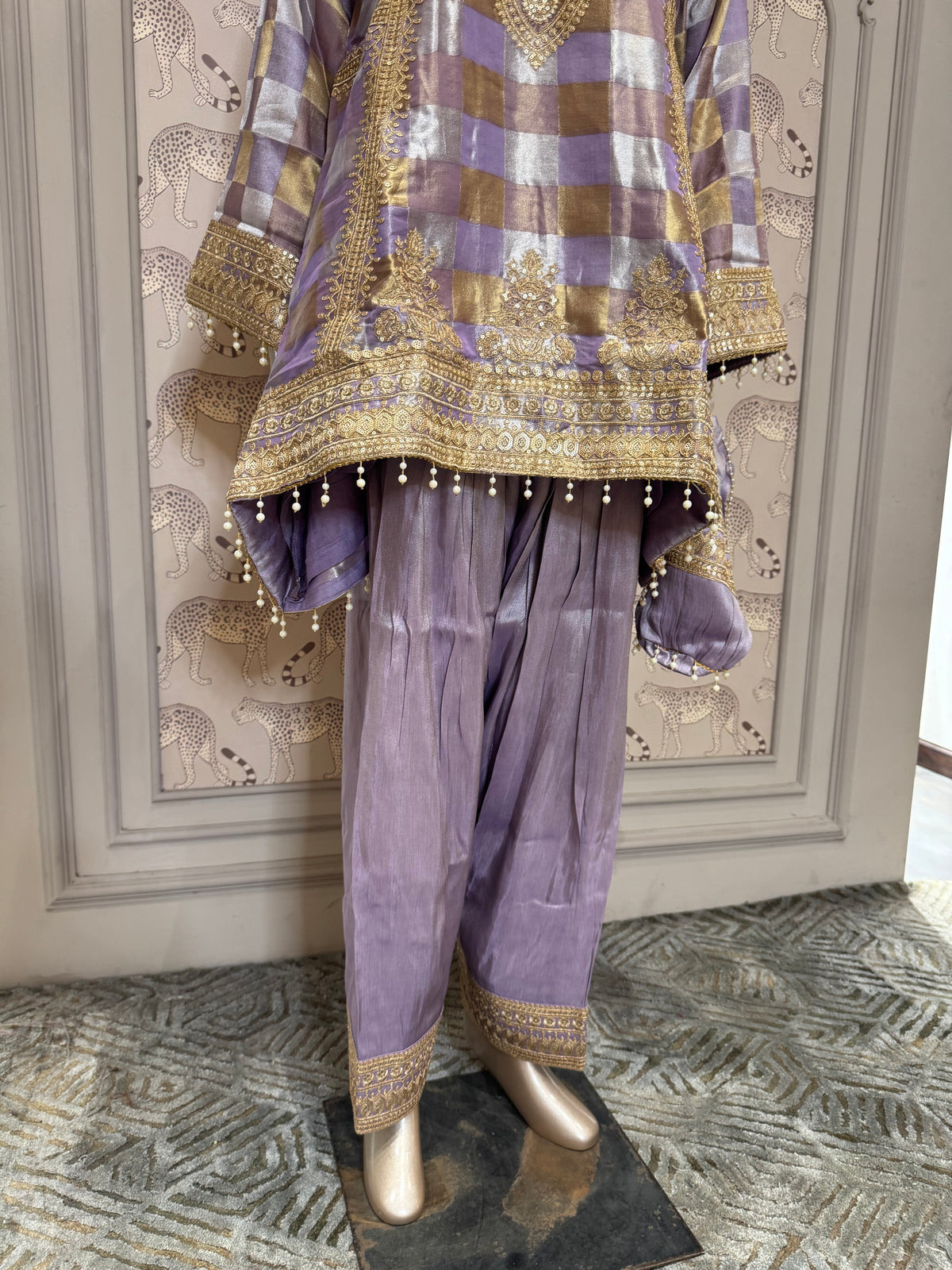 Lavender Gold Embellished Punjabi Salwar Suit