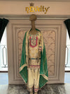 Ivory Gota Patti Embroidered Punjabi Suit with Green Dupatta