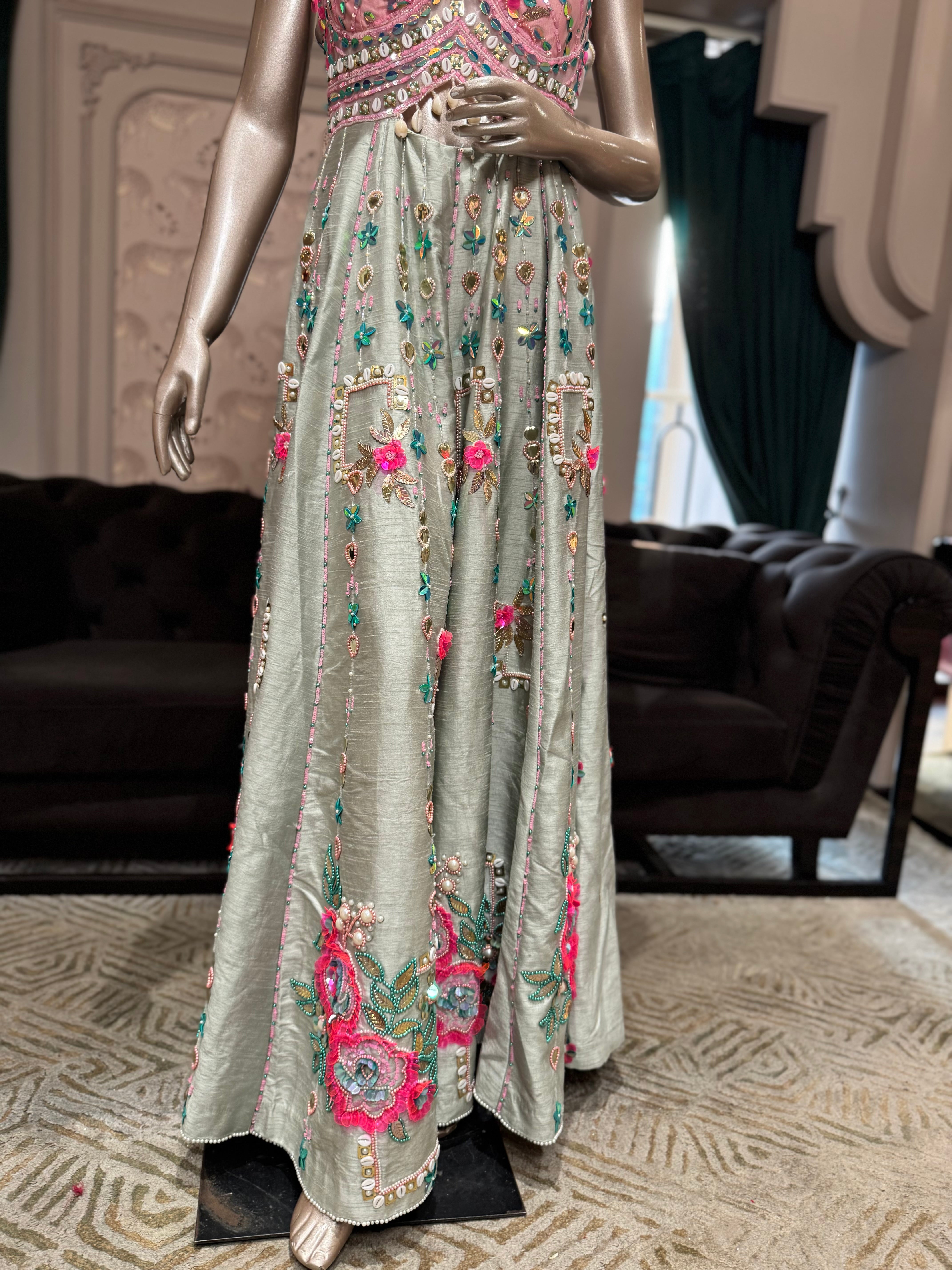 Pastel Pink Embroidered Jumpsuit