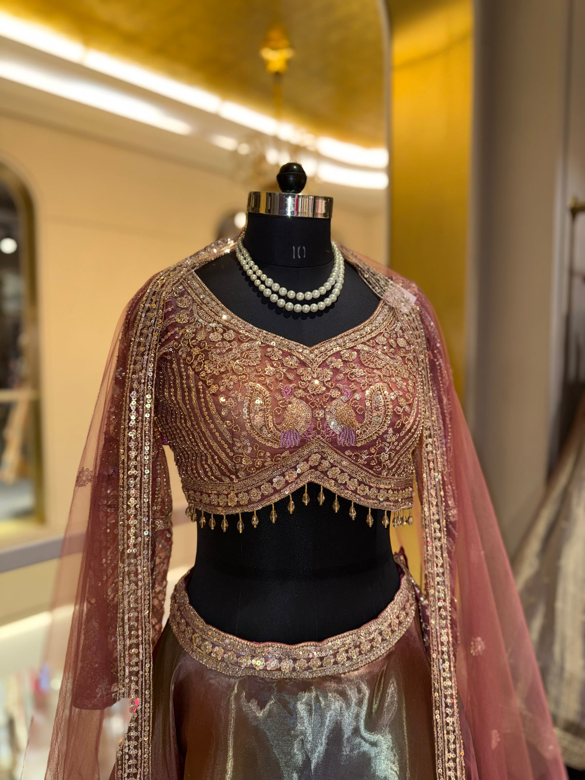 Multicolor Shimmer Lehenga Set with Embellished Blouse