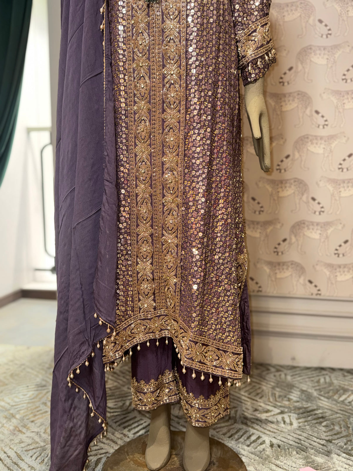 Royal Plum Embroidered Pakistani Suit with Dupatta
