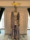 Smoky Grey Embroidered Sharara Suit Set with Dupatta