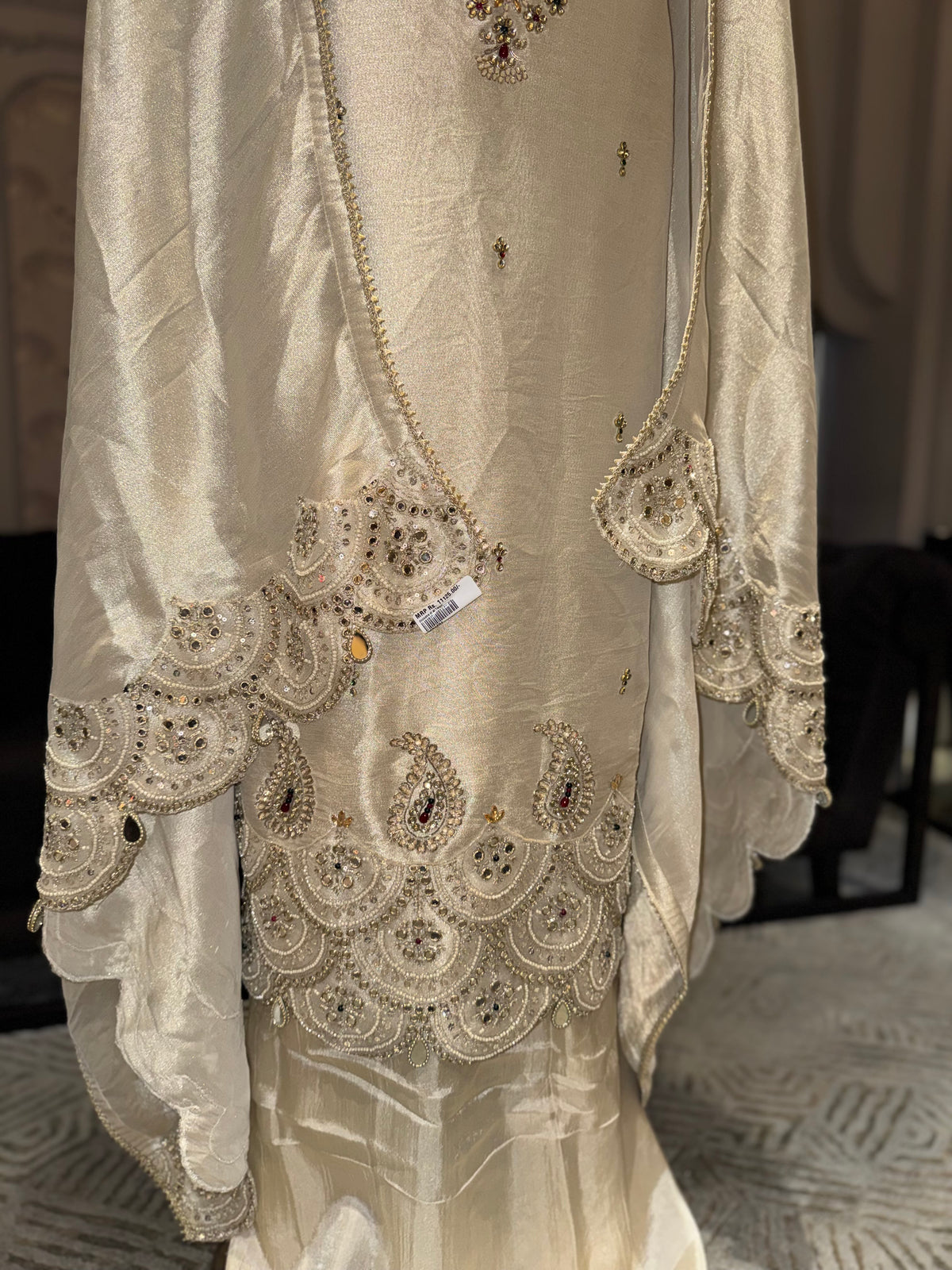 Ivory Gold Embroidered Unstitched Suit