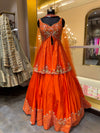 Orange Embroidered Lehenga Set