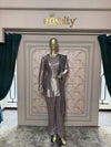 Elegant Metallic Grey Embellished Suit Set